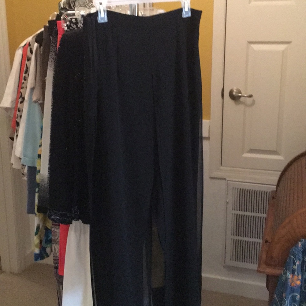 double layer sheer holiday pants, look like skirt